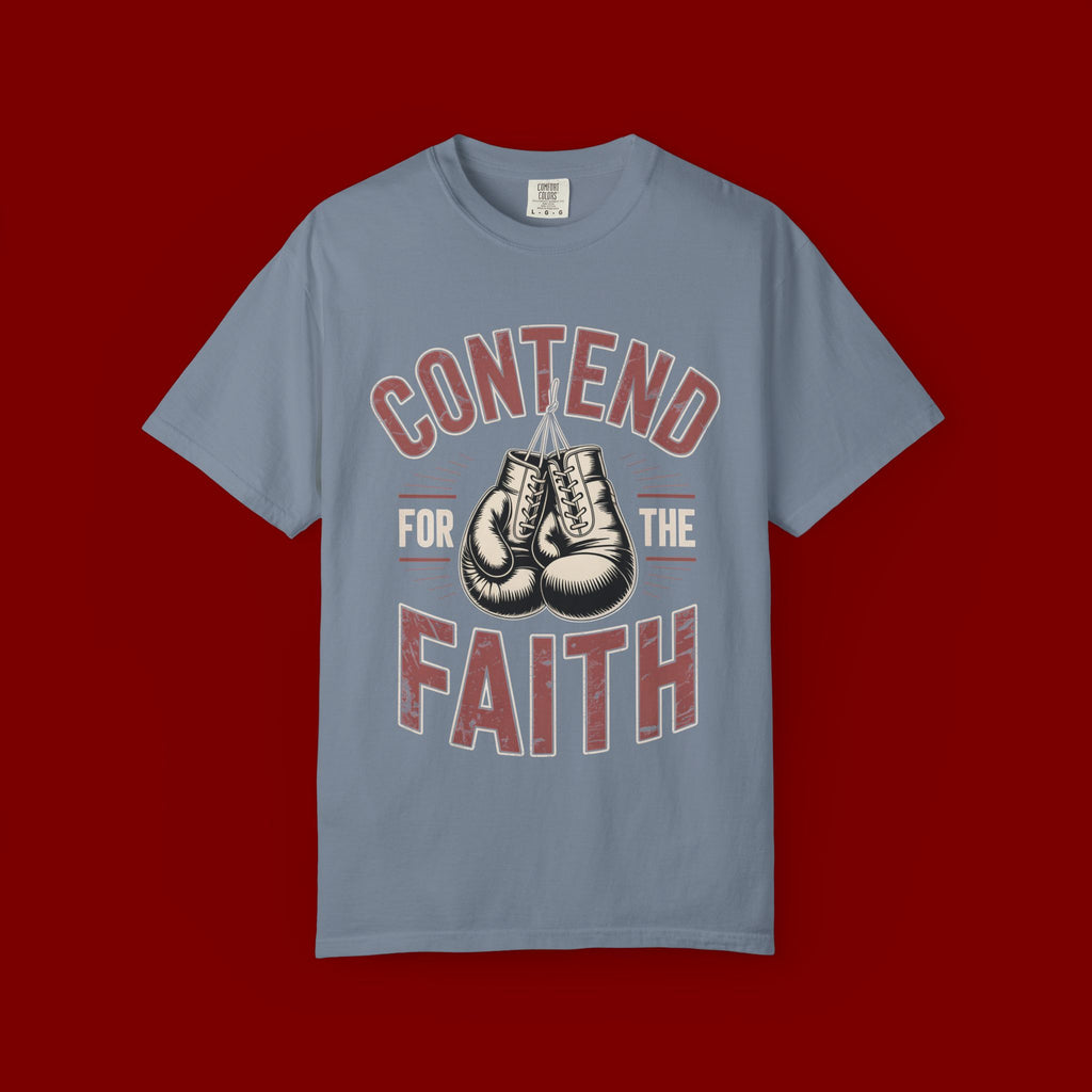 Contend for the Faith T-Shirt — Vintage Boxing Gloves Christian Tee