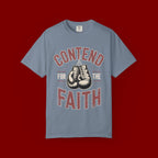 Contend for the Faith T-Shirt — Vintage Boxing Gloves Christian Tee