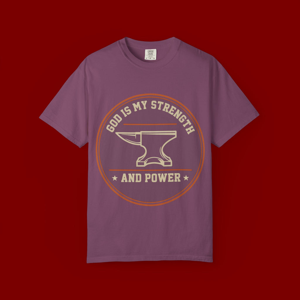 God Is My Strength T-Shirt — Christian Faith Anvil Graphic Tee