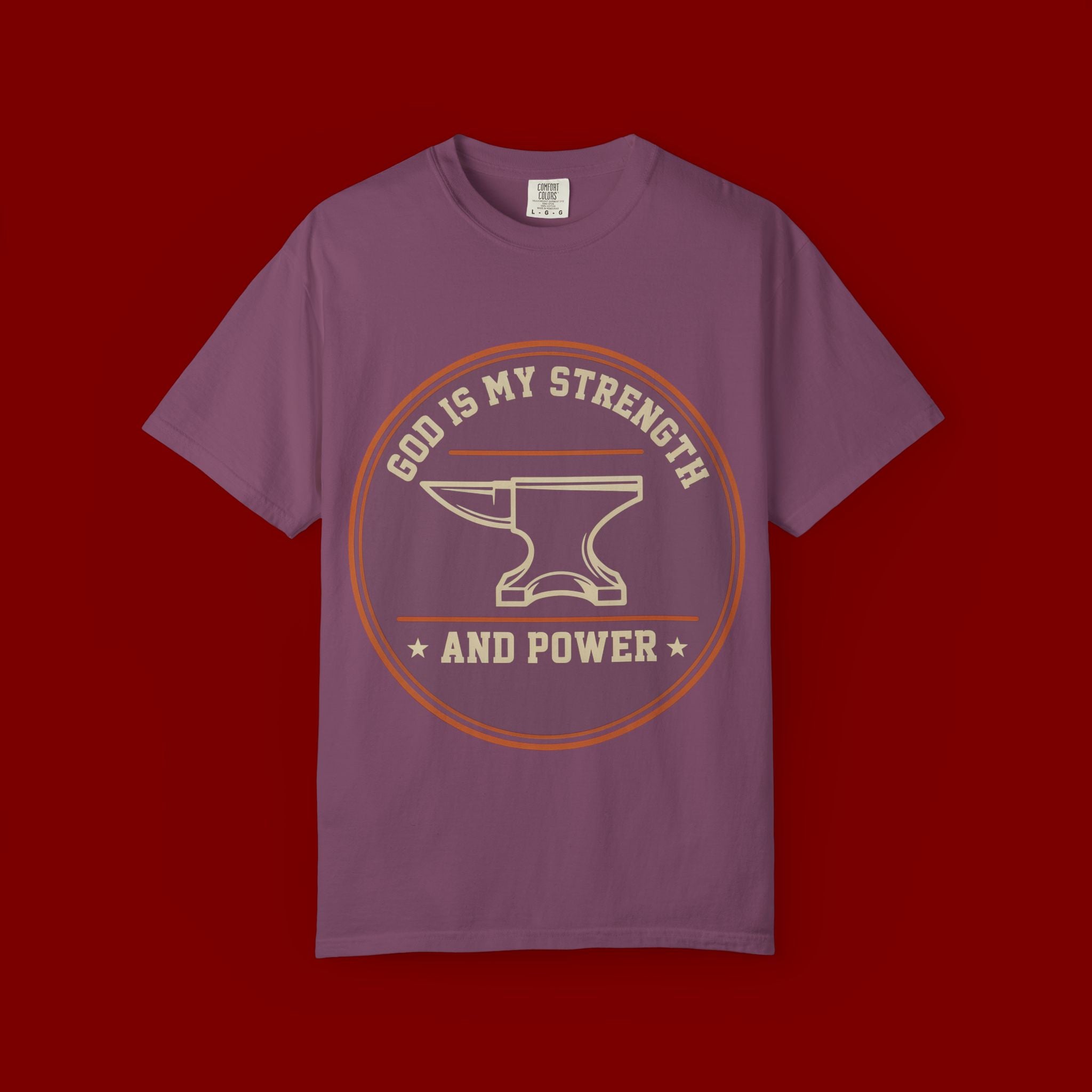 God Is My Strength T-Shirt — Christian Faith Anvil Graphic Tee