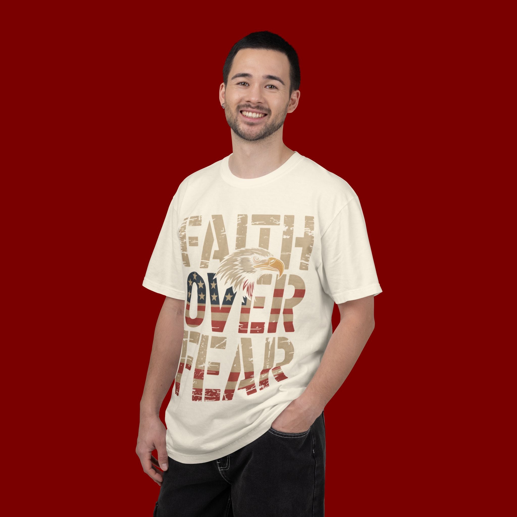Faith Over Fear T-Shirt — Patriotic Eagle Graphic Tee