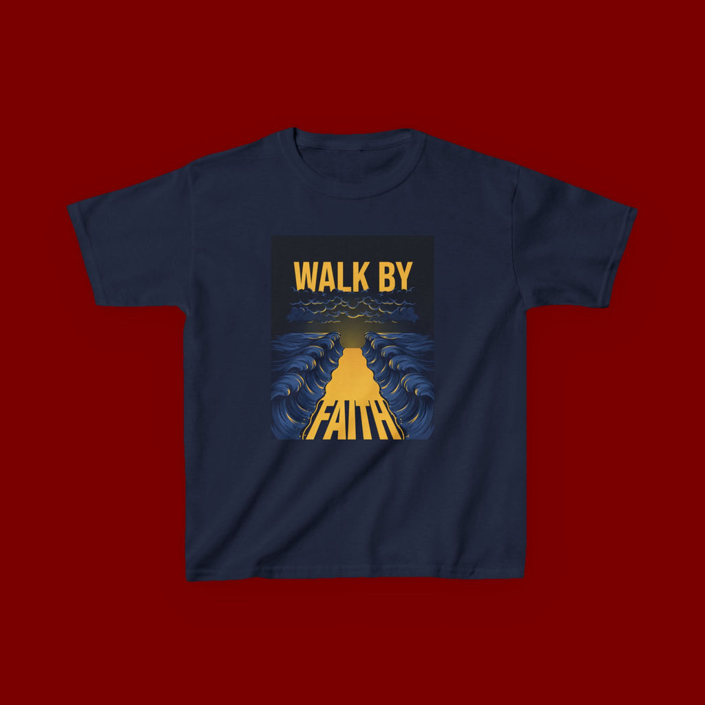Kids T‑Shirt — "Walk By Faith" Inspirational Graphic Tee for Children