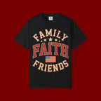 Family Faith Friends T-Shirt — Patriotic American Flag Tee