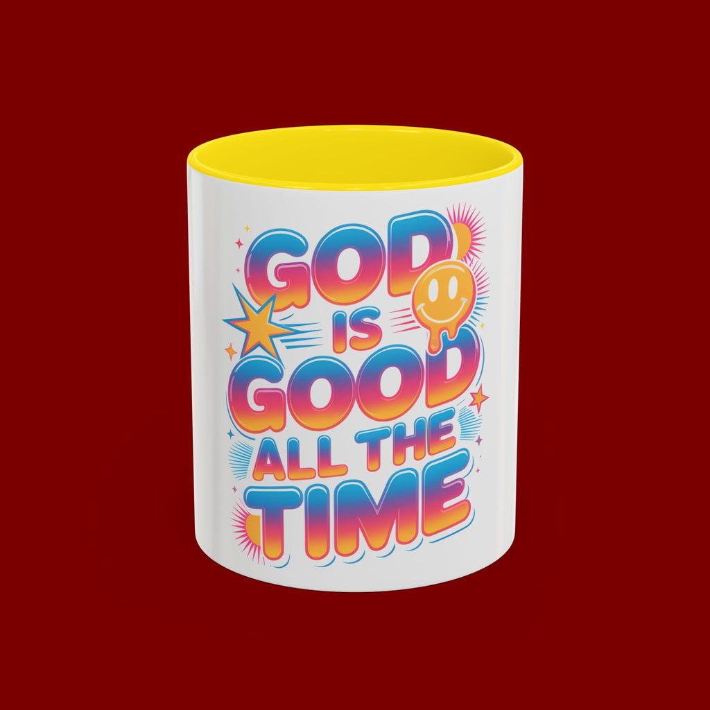 God Is Good All The Time Accent Coffee Mug — Inspirational Christian Coffee Cup (11/15oz)