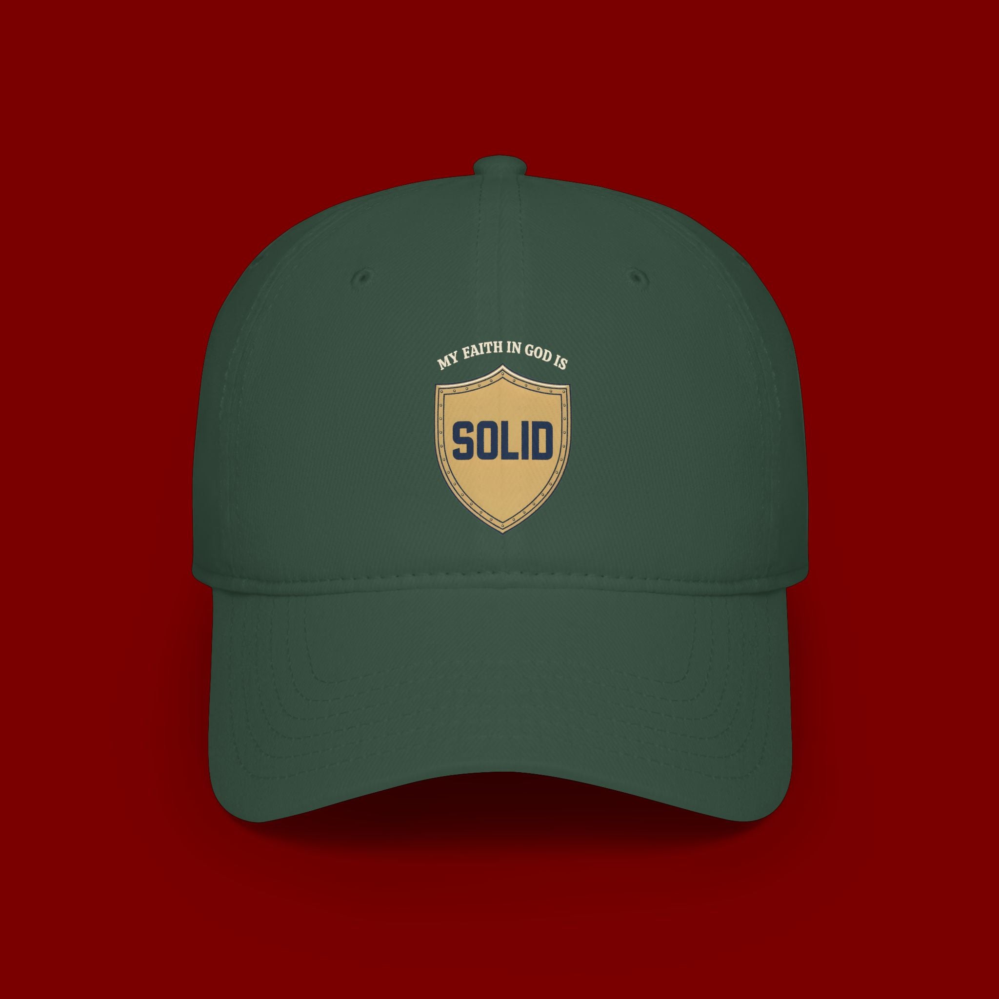 Solid Shield Baseball Cap — 'Stay Solid' Embroidered Low Profile Hat