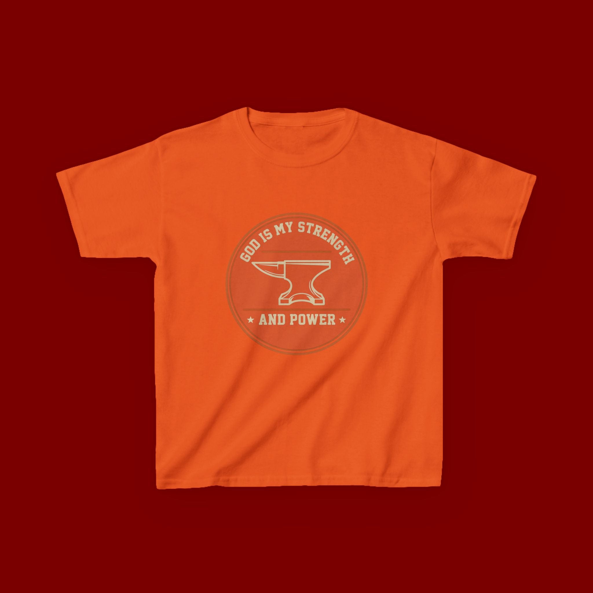 Kids Tee — "God Is My Strength and Power" Anvil & Anvil-Forge Christian Youth Shirt