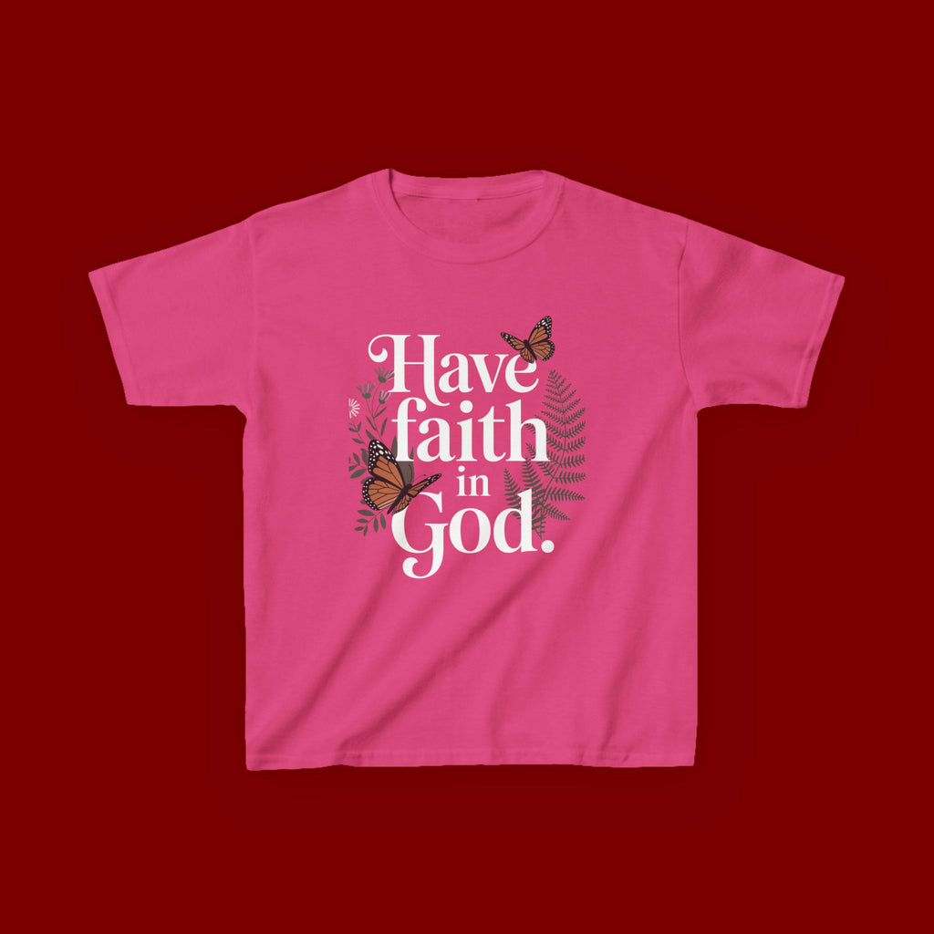 Kids Tee — "Have Faith in God" Floral Christian Youth T‑Shirt