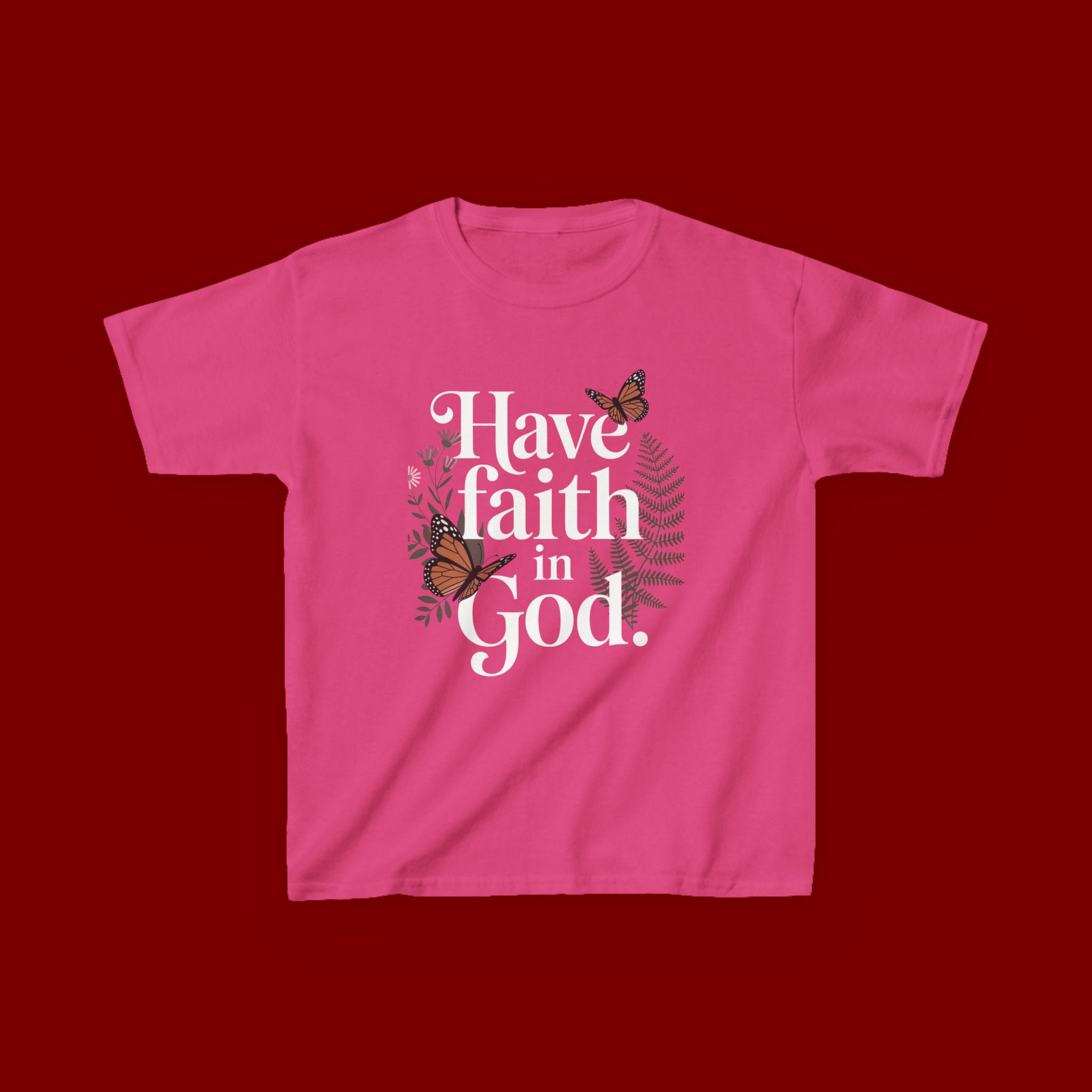Kids Tee — "Have Faith in God" Floral Christian Youth T‑Shirt