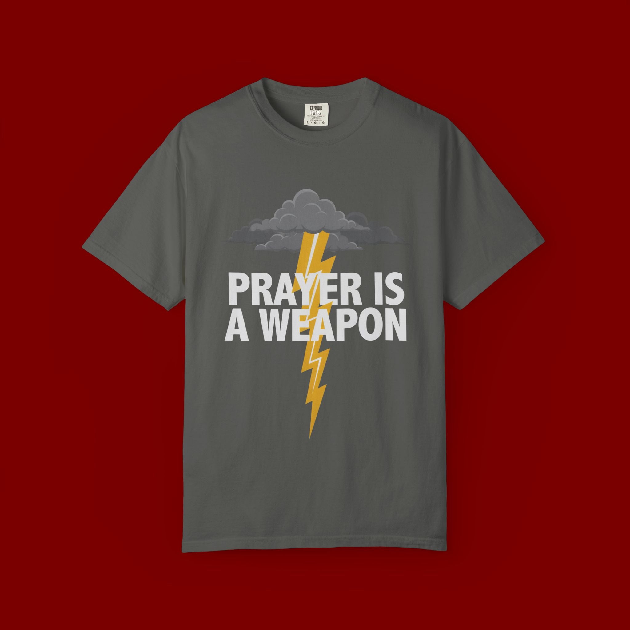 Prayer Is a Weapon T-Shirt — Christian Faith Lightning Graphic Tee