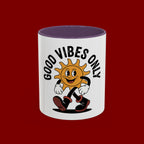 Good Vibes Only Coffee Mug - Retro Sun Cartoon Accent Mug (11/15oz)