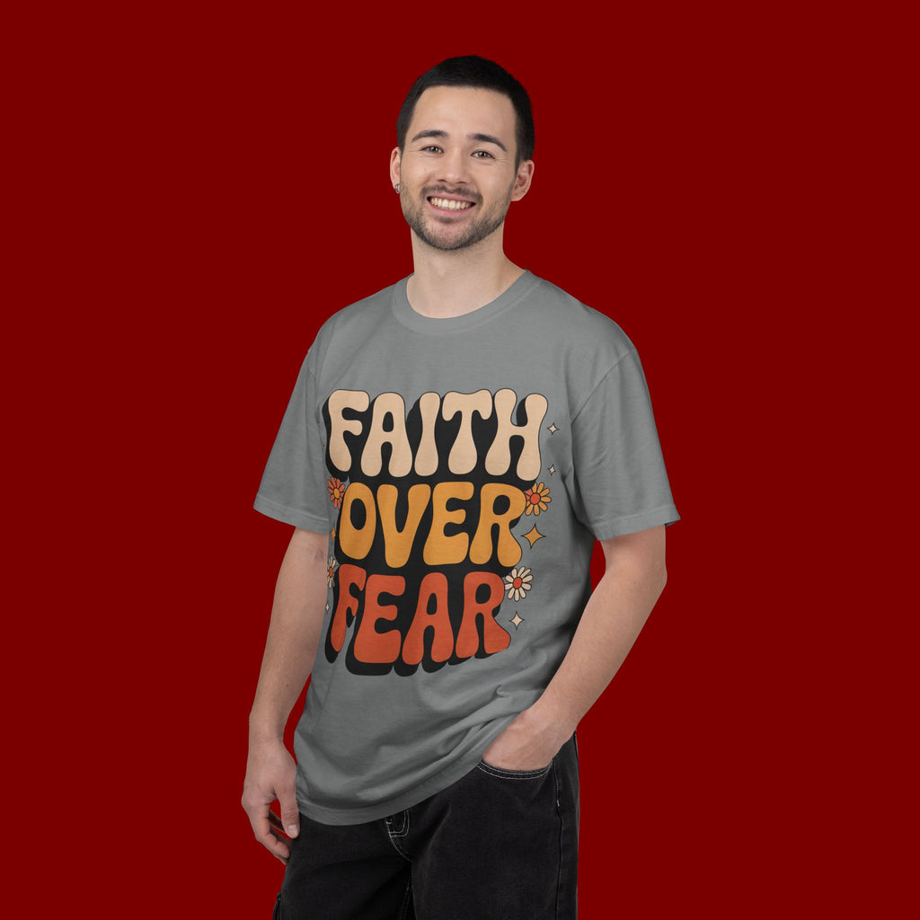 Faith Over Fear T‑Shirt — Retro Floral Inspirational Tee