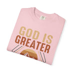 God Is Greater Mountain T-Shirt — Christian Faith Graphic Tee