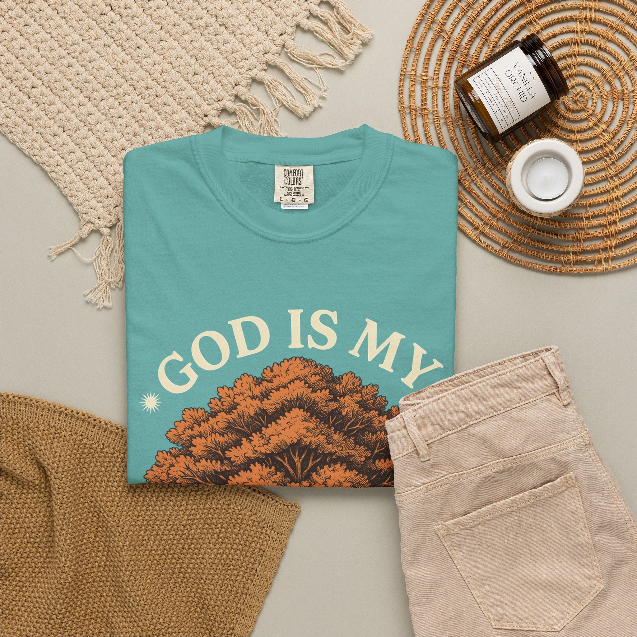 God Is My Strength Tree T-Shirt — Faith-Based Inspirational Tee