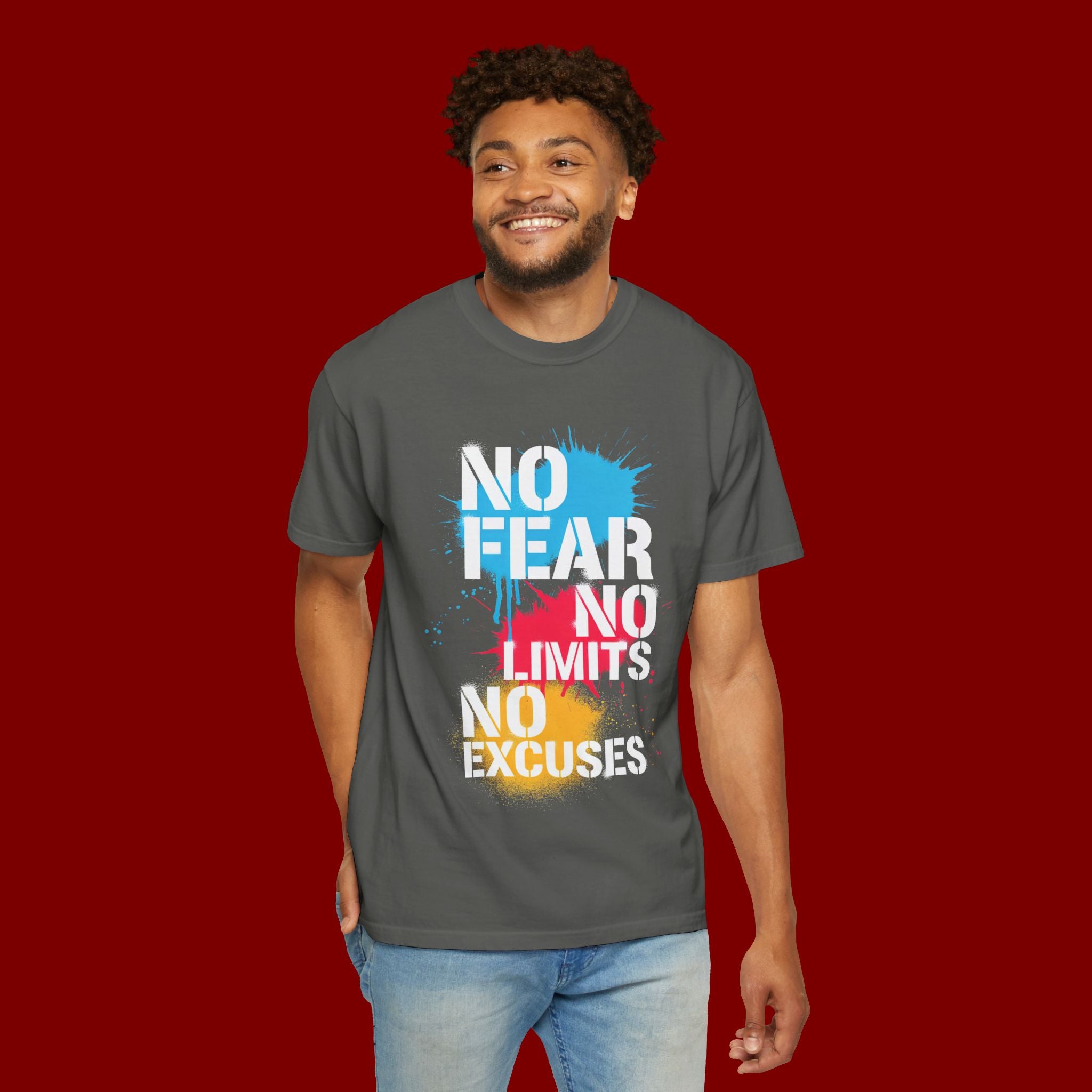 No Fear No Limits No Excuses T-Shirt — Motivational Graphic Tee