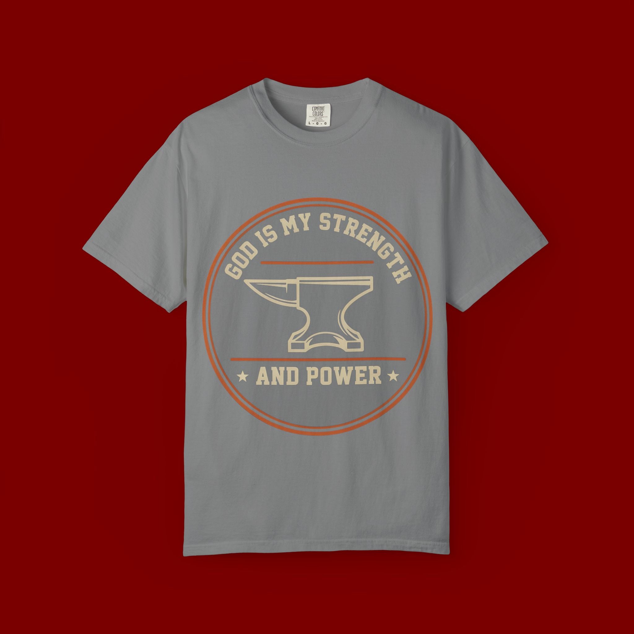God Is My Strength T-Shirt — Christian Faith Anvil Graphic Tee
