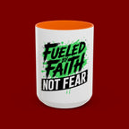 Accent Coffee Mug — "Fueled by Faith Not Fear" Inspirational Ceramic Mug (11/15 oz)