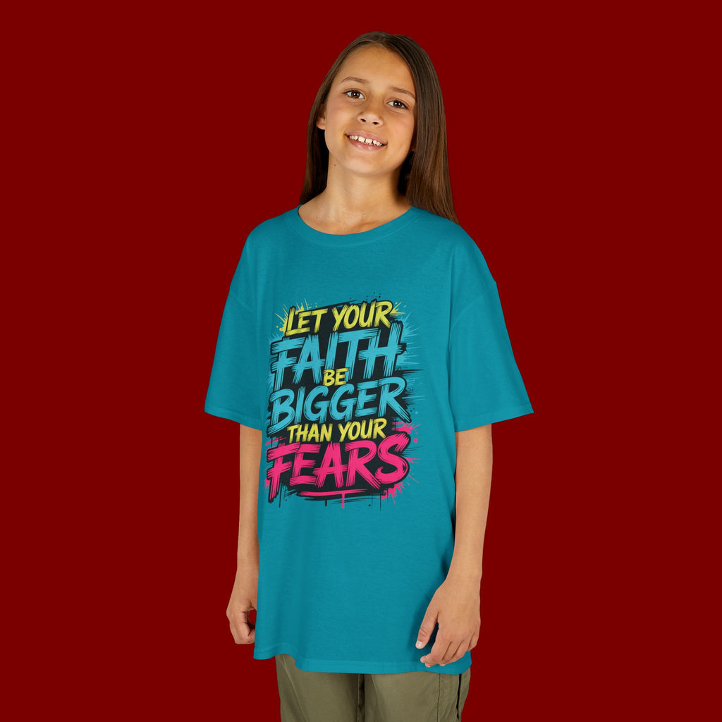 Kids Tee — "Let Your Faith Be Bigger Than Your Fears" Inspirational Graphic