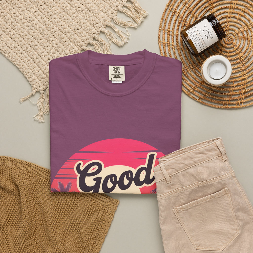 Good Vibes Only T-Shirt — Retro Sunset Palm Tee