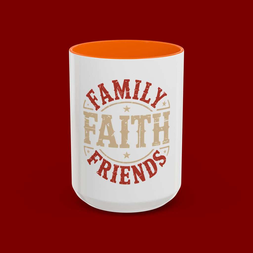 Faith Family Friends Accent Coffee Mug – Inspirational Religious Gift (11/15oz)
