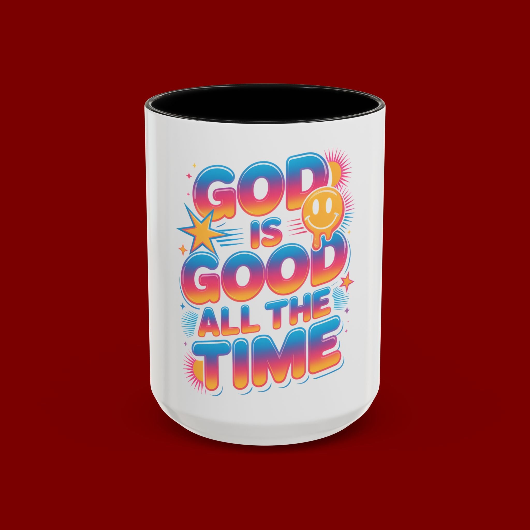 God Is Good All The Time Accent Coffee Mug — Inspirational Christian Coffee Cup (11/15oz)