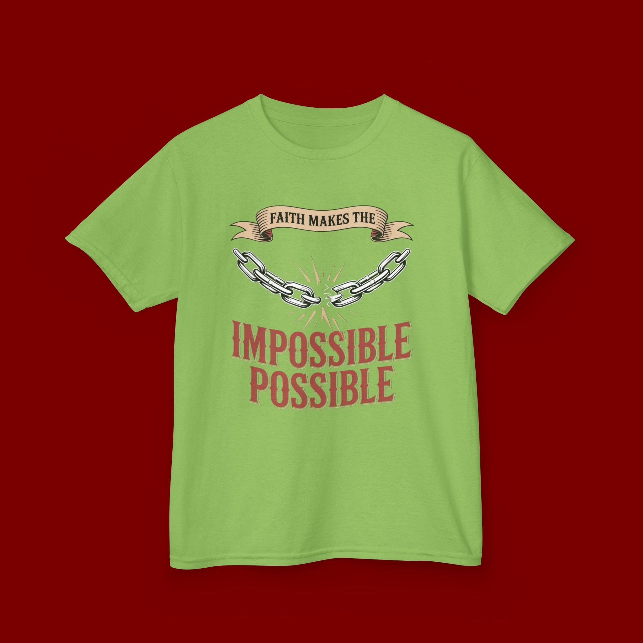 Kids Tee — "Faith Makes the Impossible Possible" Inspirational Graphic