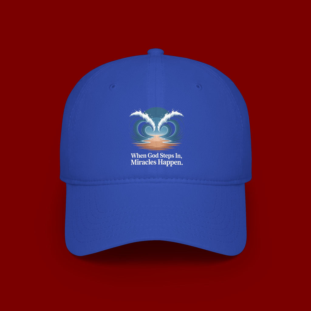 Inspirational 'When God Steps In Miracles Happen' Low Profile Baseball Cap