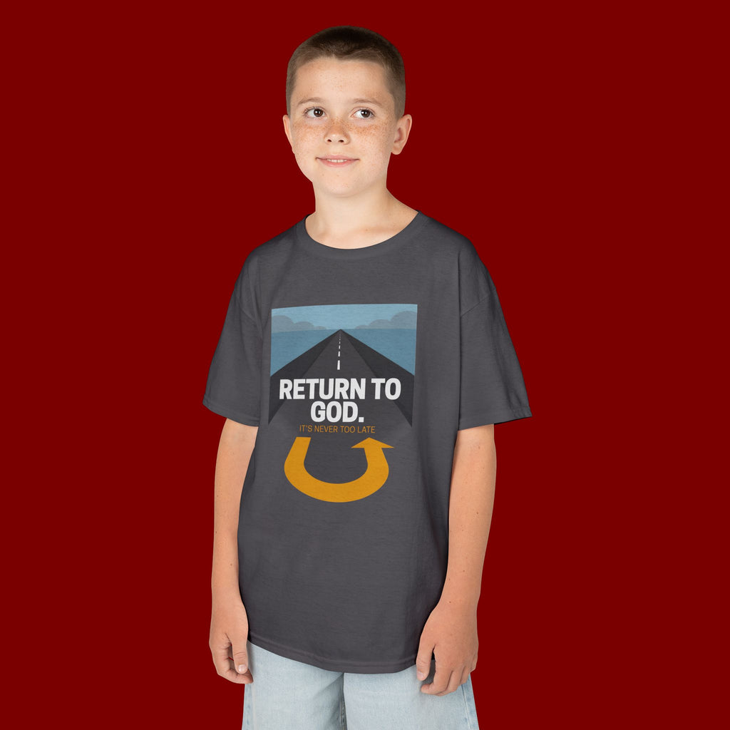 Kids Tee - "Return to God" Roadway Graphic Religious Youth Shirt