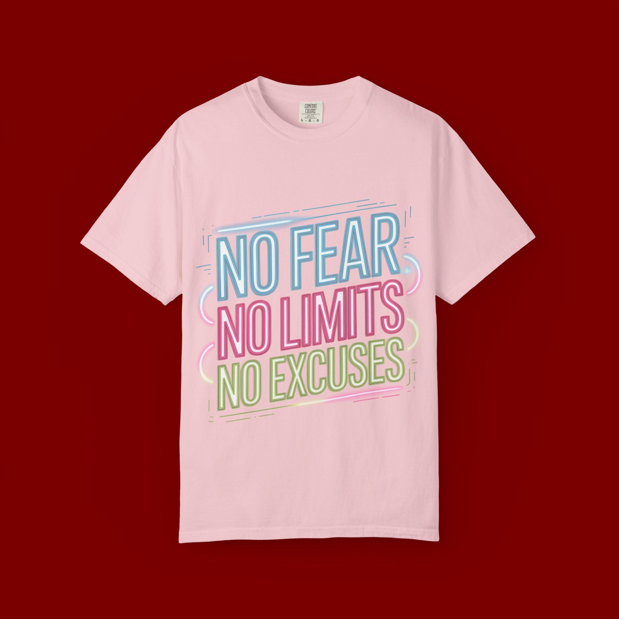 No Fear No Limits No Excuses Neon Graphic T-Shirt