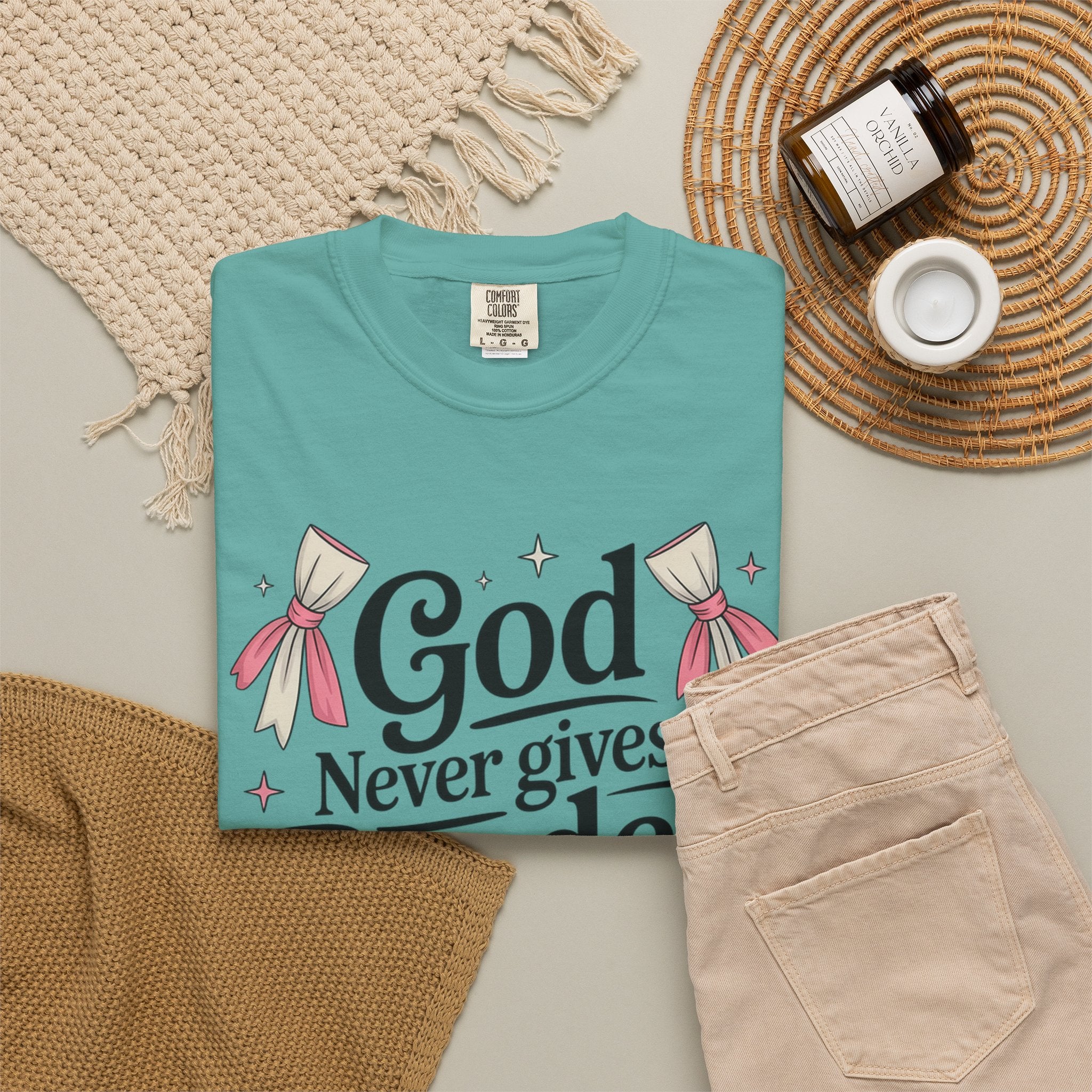 Inspirational 'God Never Gives a Burden You Can't Bear' T-Shirt