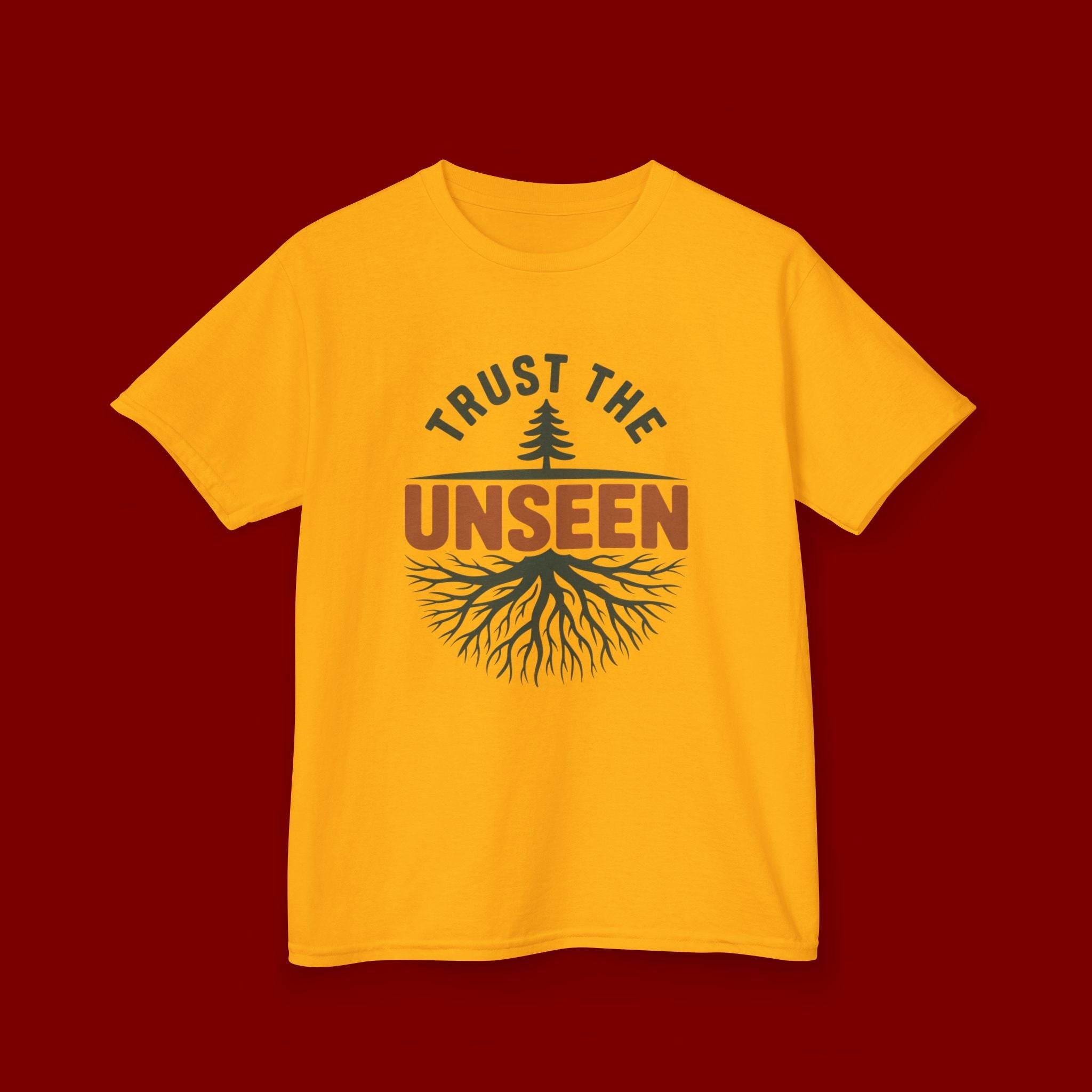 Kids T‑Shirt — "Trust the Unseen" Tree & Roots Inspirational Graphic