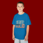 Kids Tee — "My Faith in God is Solid" Patriotic Christian T-Shirt