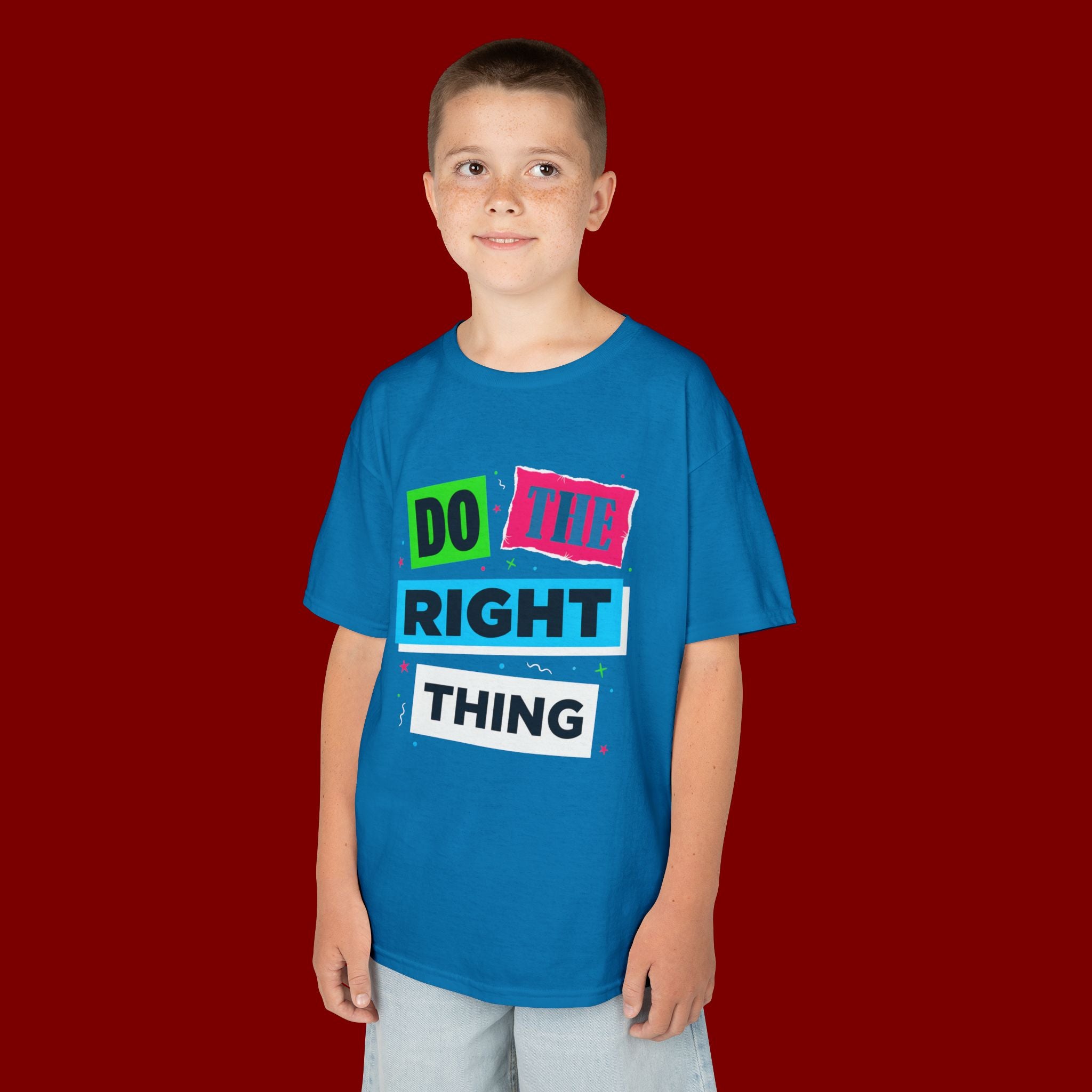 Kids Tee - "Do The Right Thing" Bold Colorblock Graphic