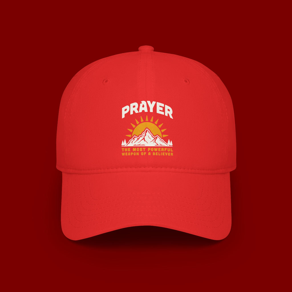 Prayer Sunrise Baseball Cap — Spiritual Faith Hat with Mountain Graphic