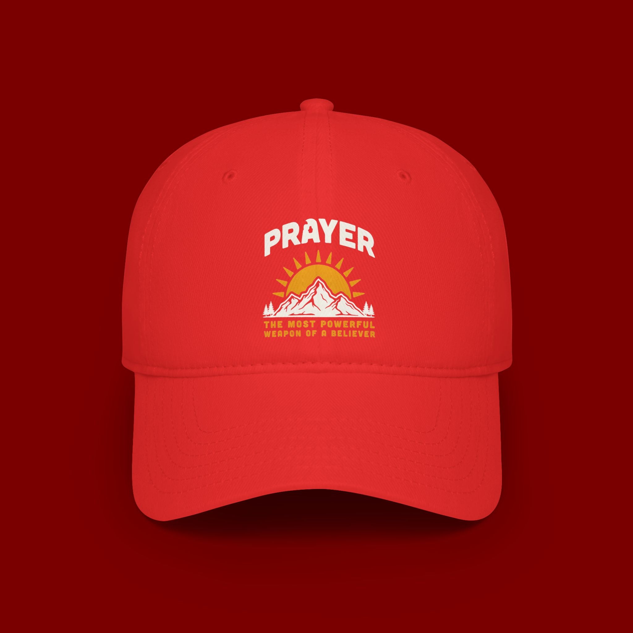 Prayer Sunrise Baseball Cap — Spiritual Faith Hat with Mountain Graphic