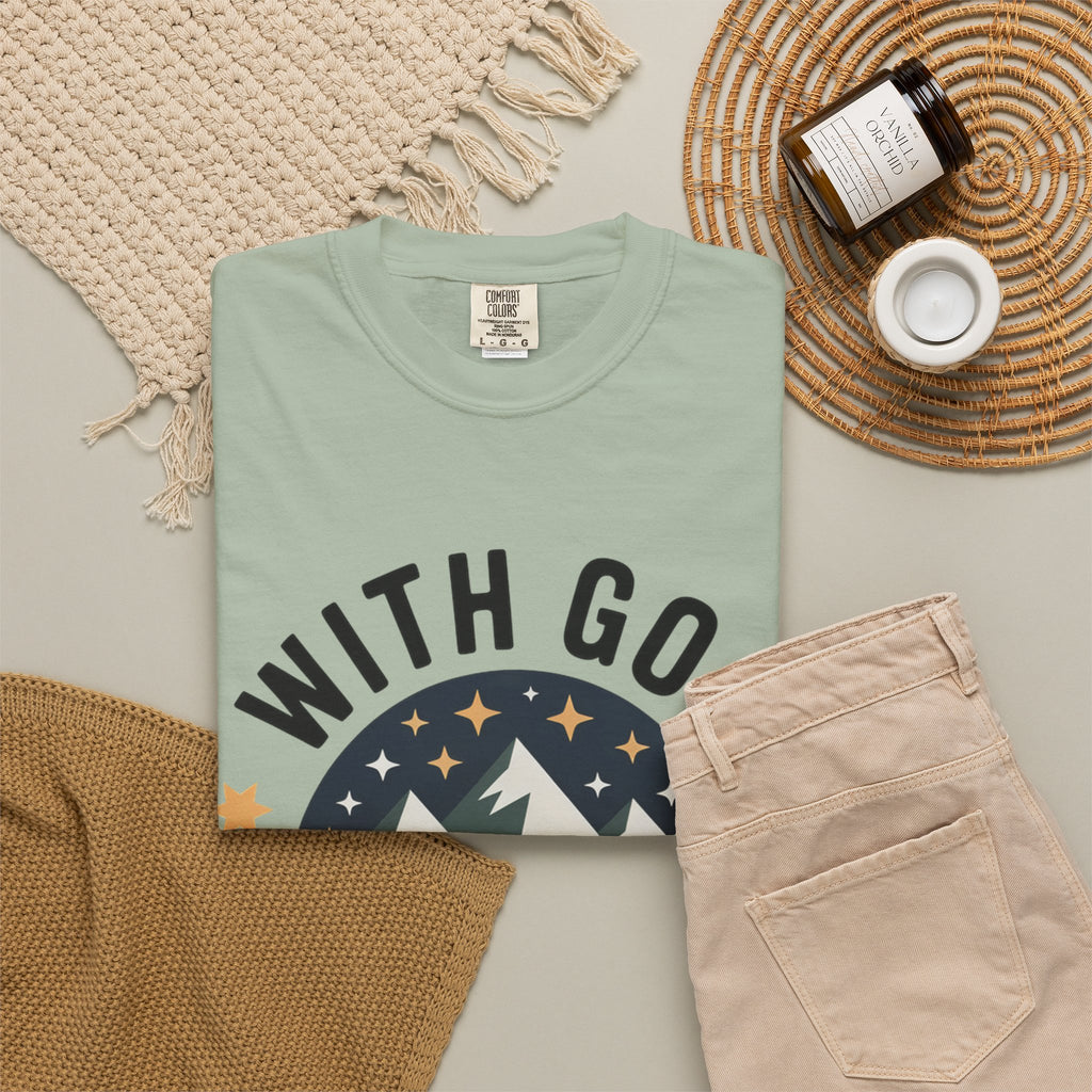 Faith-Based Mountain T-Shirt — "With God All Things Are Possible"