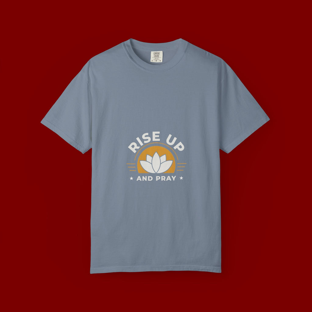 Rise Up and Pray T-Shirt — Spiritual Faith Graphic Tee with Lotus