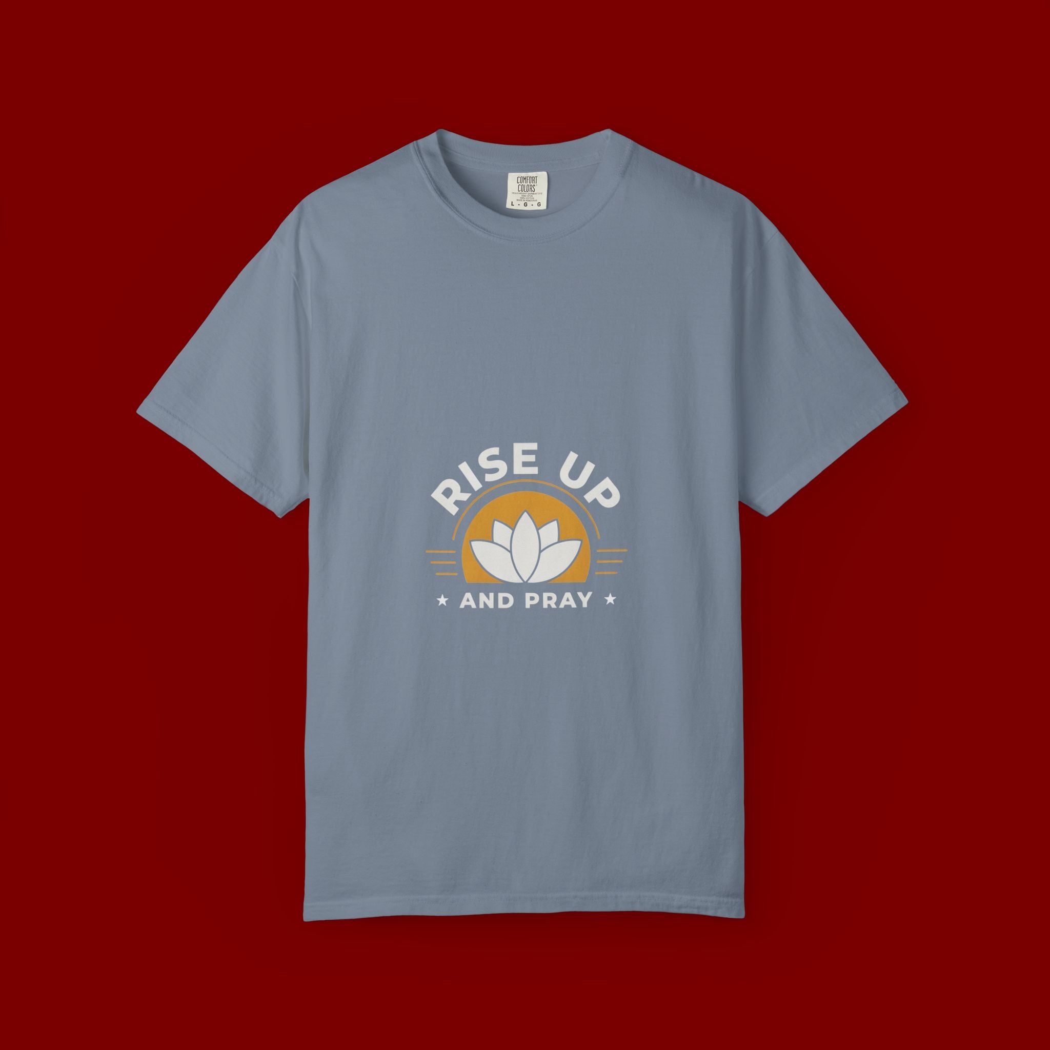Rise Up and Pray T-Shirt — Spiritual Faith Graphic Tee with Lotus