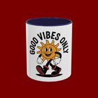 Good Vibes Only Coffee Mug - Retro Sun Cartoon Accent Mug (11/15oz)