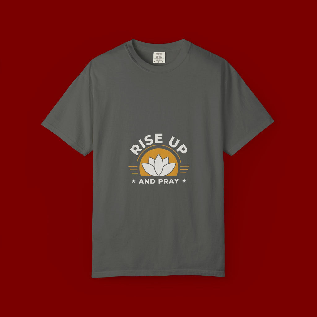 Rise Up and Pray T-Shirt — Spiritual Faith Graphic Tee with Lotus
