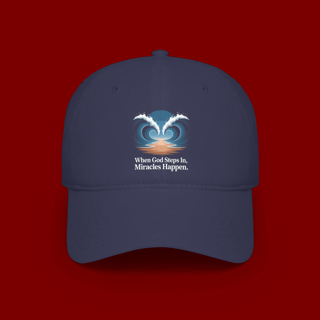 Inspirational 'When God Steps In Miracles Happen' Low Profile Baseball Cap