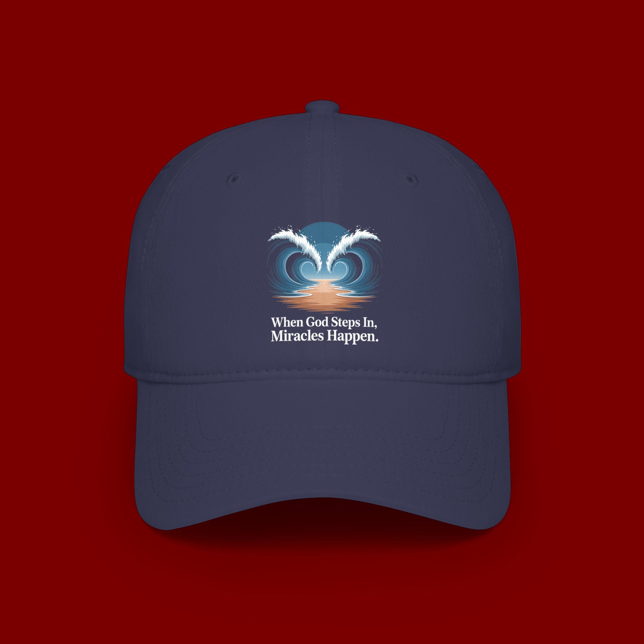 Inspirational 'When God Steps In Miracles Happen' Low Profile Baseball Cap