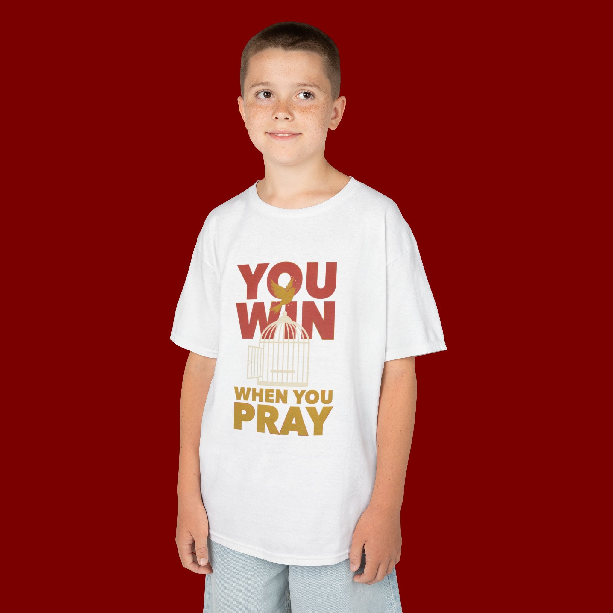 Kids Tee — "You Win When You Pray" Inspirational Christian Shirt