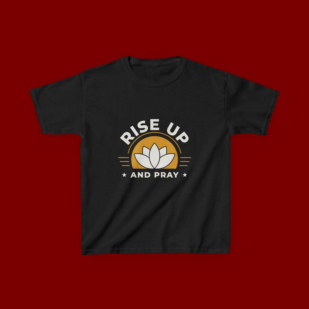 Kids T-Shirt - "Rise Up and Pray" Inspirational Christian Tee for Children