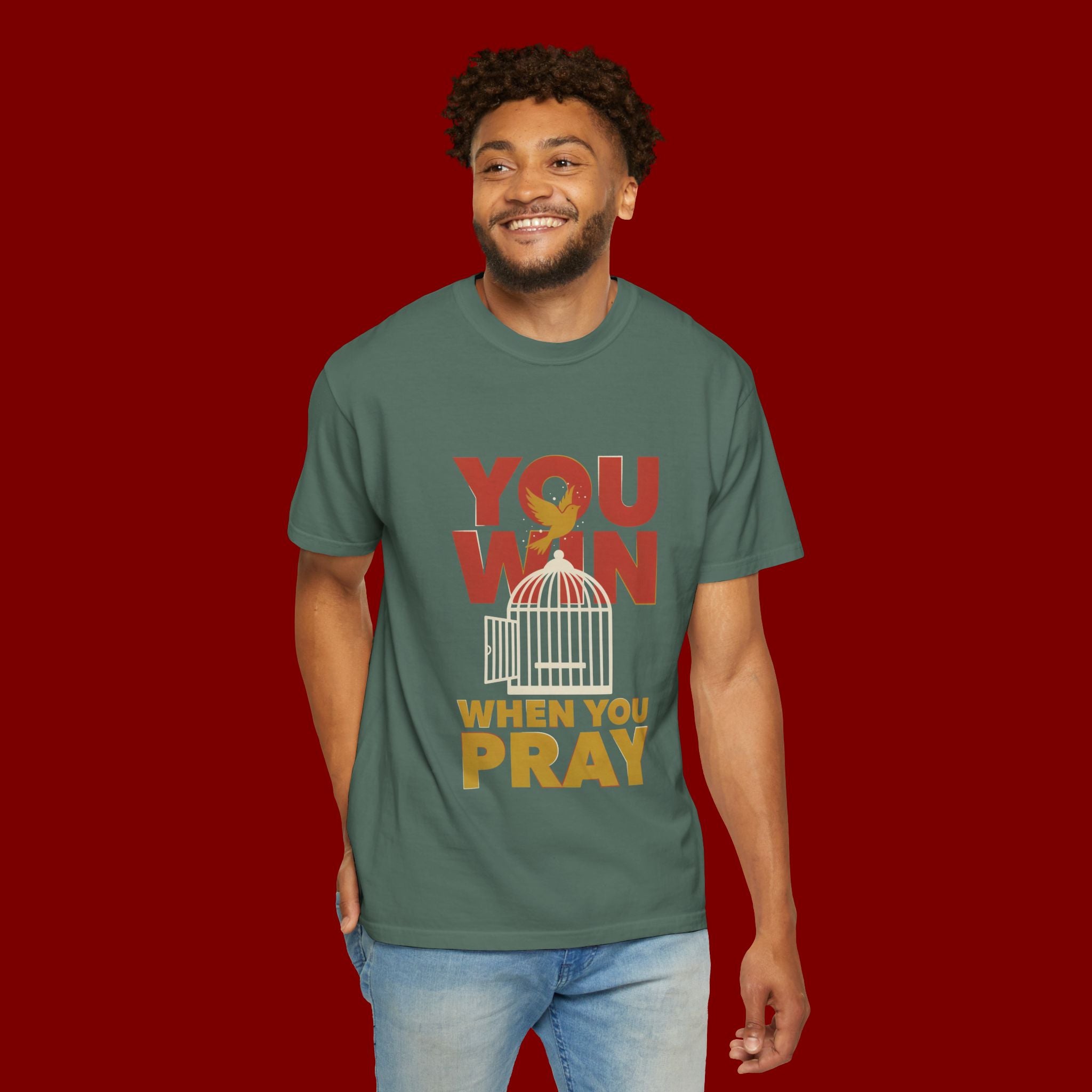 T-Shirt — "You Win When You Pray" Inspirational Faith Graphic Tee