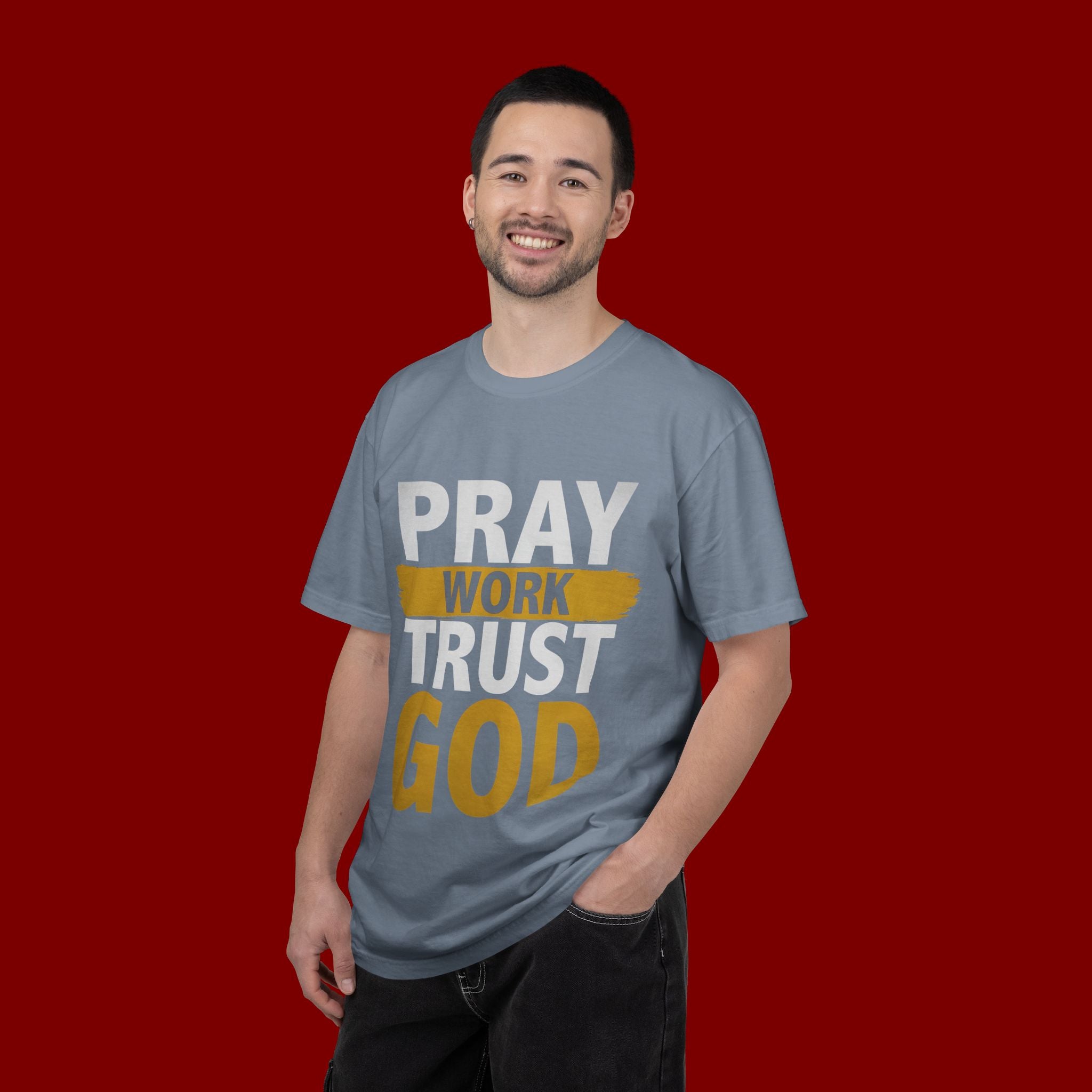 Pray Work Trust God T-Shirt — Inspirational Faith Tee for Christians