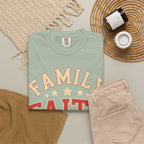 Family Faith Friends T-Shirt — Patriotic American Flag Tee