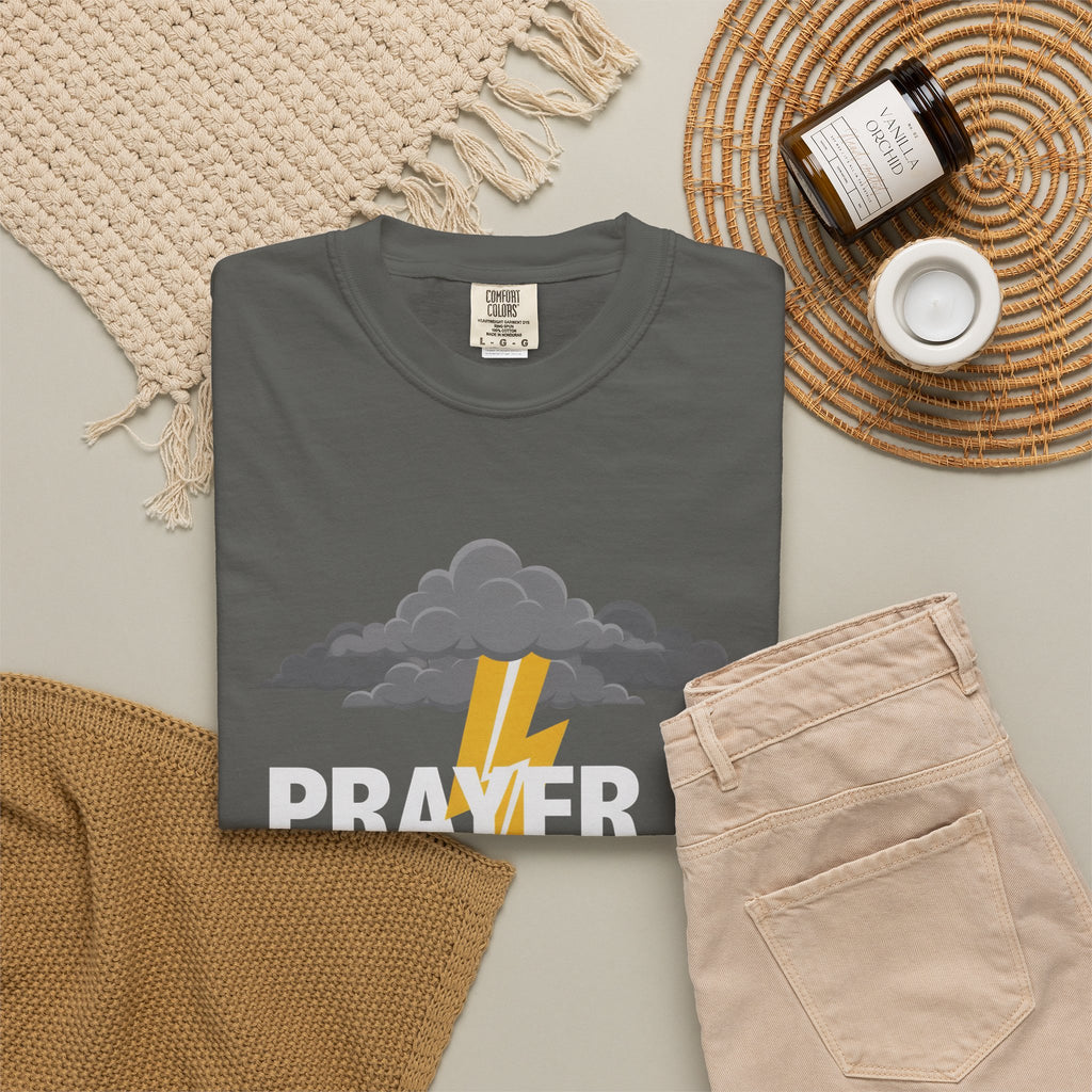Prayer Is a Weapon T-Shirt — Christian Faith Lightning Graphic Tee