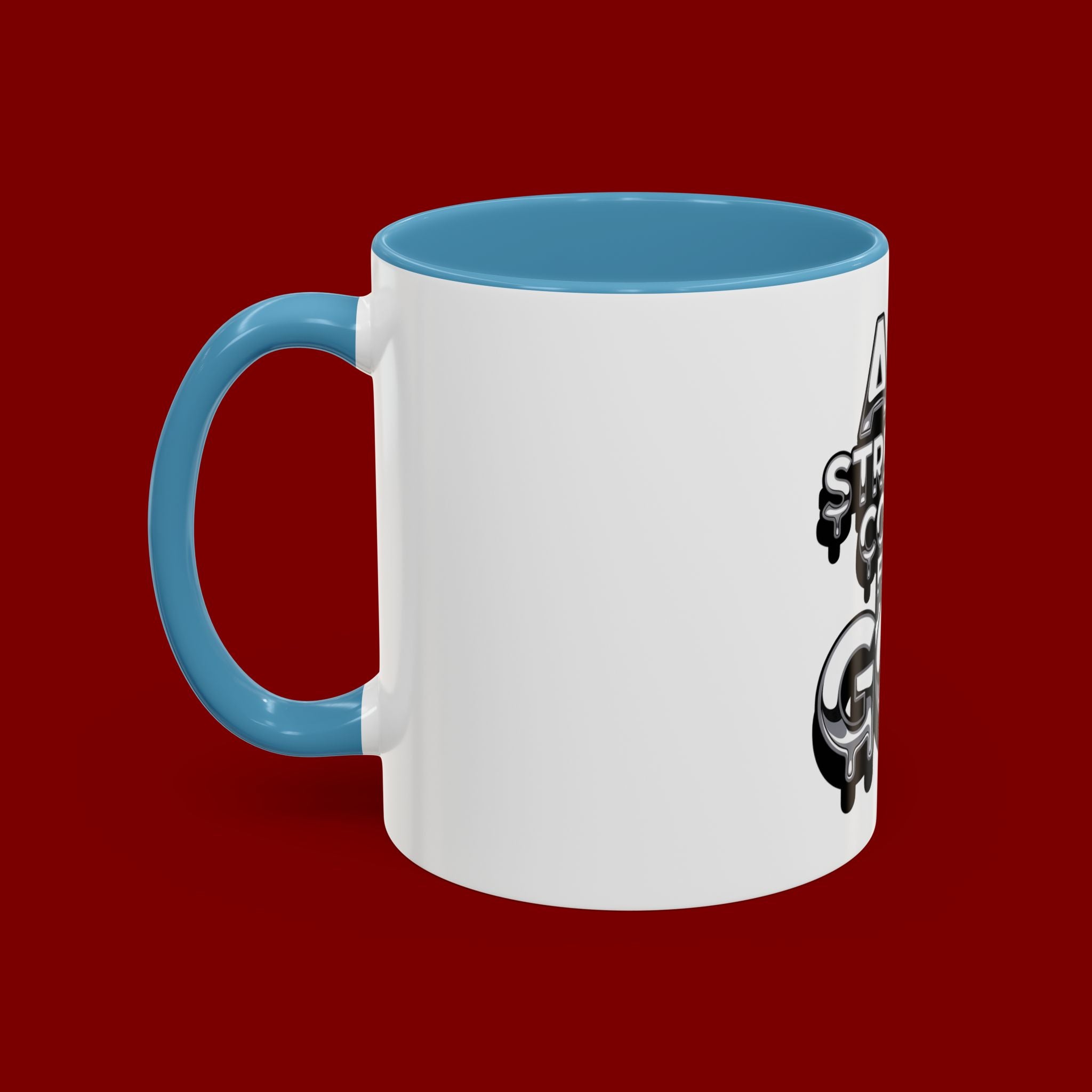 Ceramic Mug — "All Strength Comes From God" Black Accent Coffee Cup (11/15 oz)