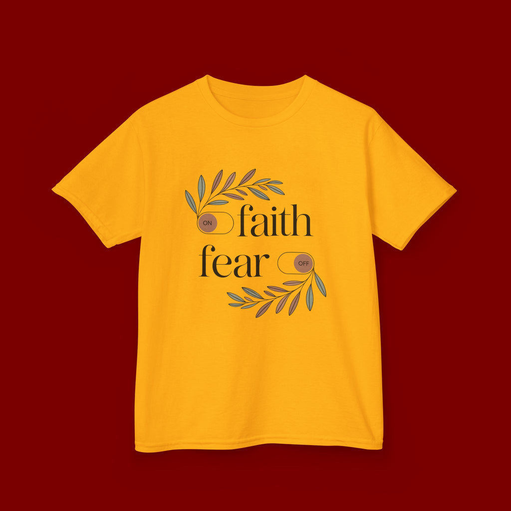 Faith Over Fear Kids T‑Shirt — Floral Inspirational Tee for Boys & Girls
