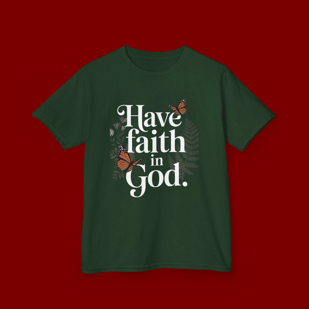 Kids Tee — "Have Faith in God" Floral Christian Youth T‑Shirt
